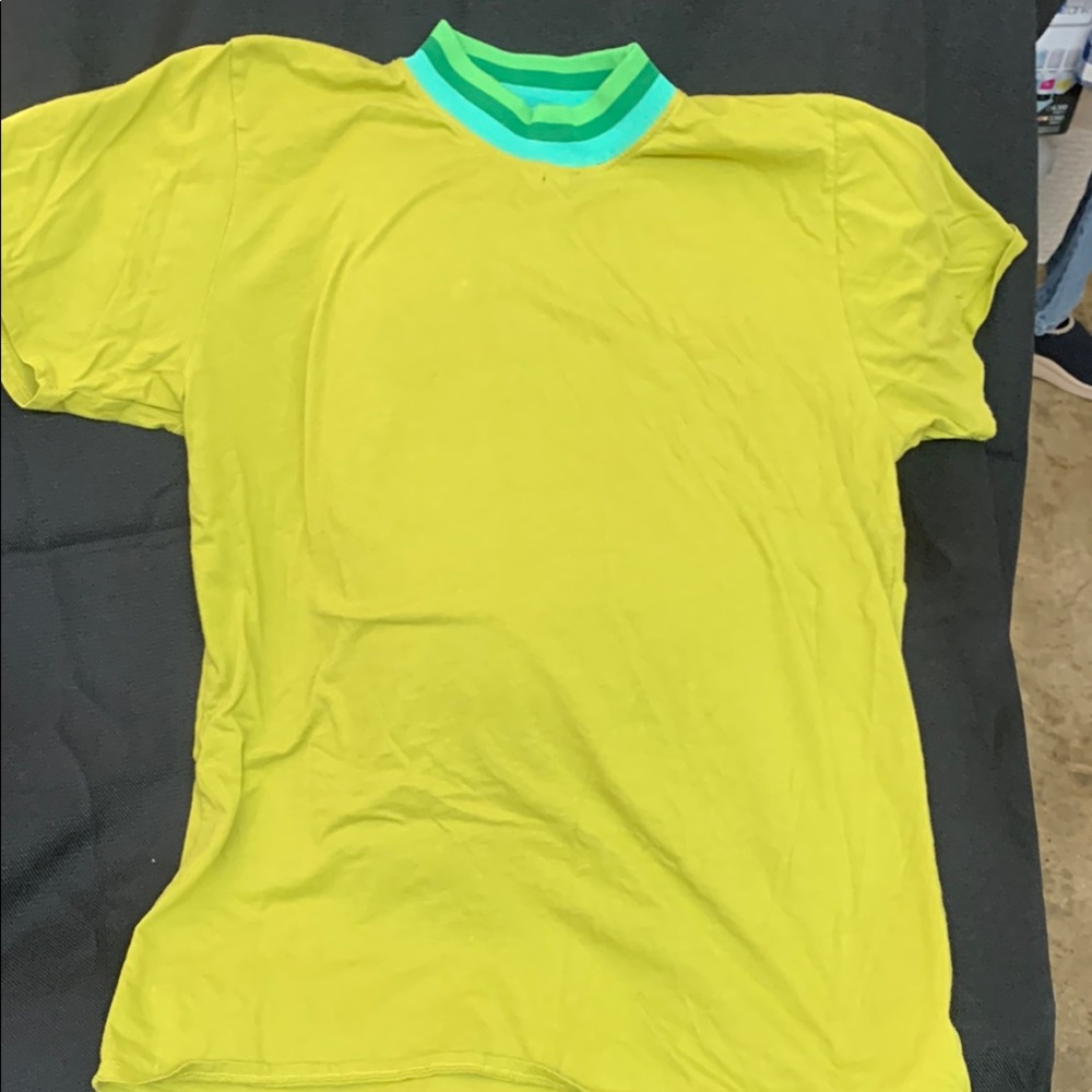 Yellow and Green Short Sleeve Tee with Crew Neck